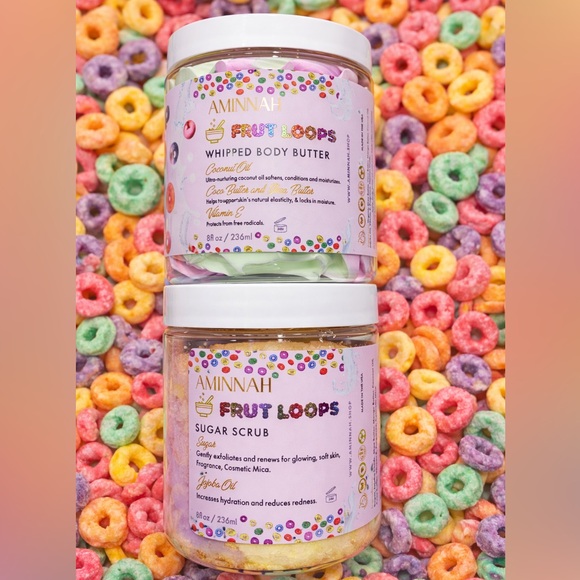Aminnah Other - AMINNAH Fruit Loops Whipped Body Butter & Sugar Scrub Duo